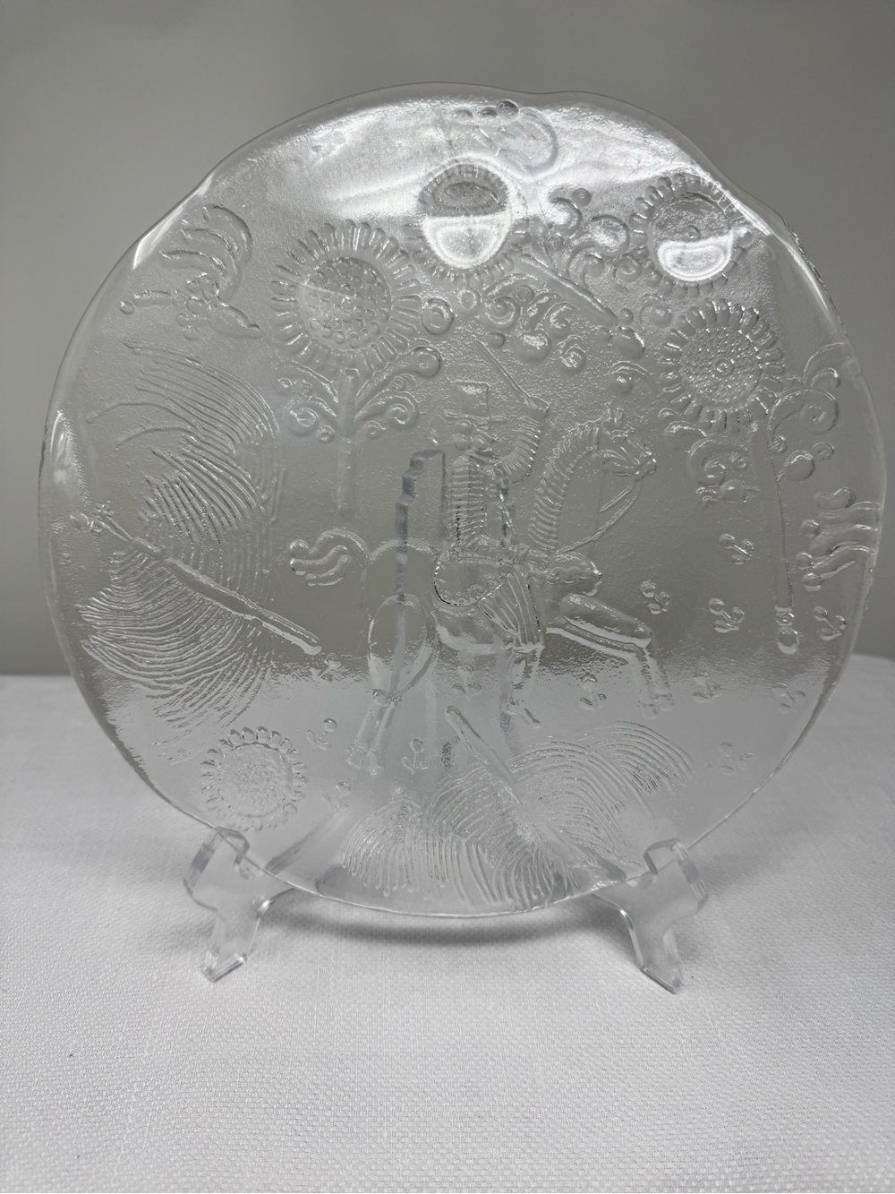 Kosta Boda "Dalom" glass platter designed by Göran Wärff Vintage 1970s